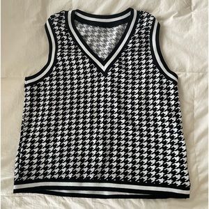 Black & White Houndstooth Sweater Vest